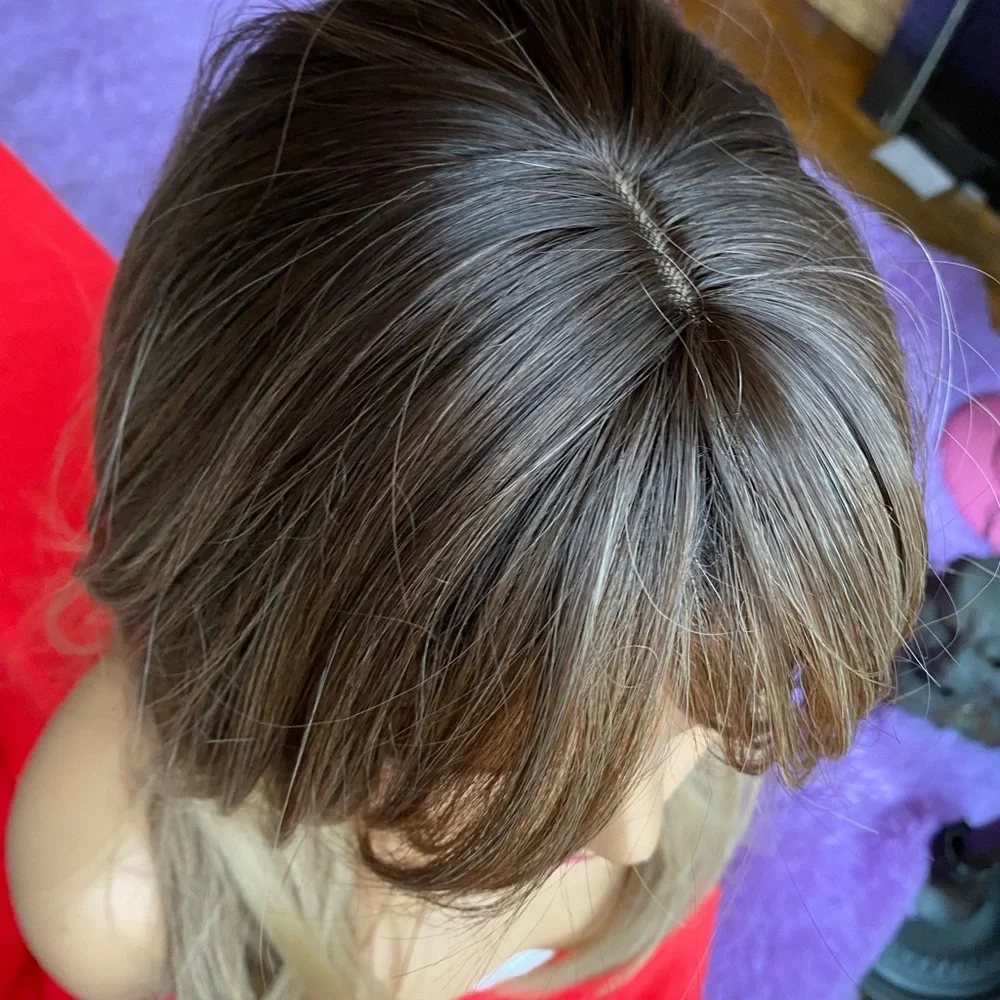 Layered Long Wig with Face-Framing Bangs - Blonde Brown Blend